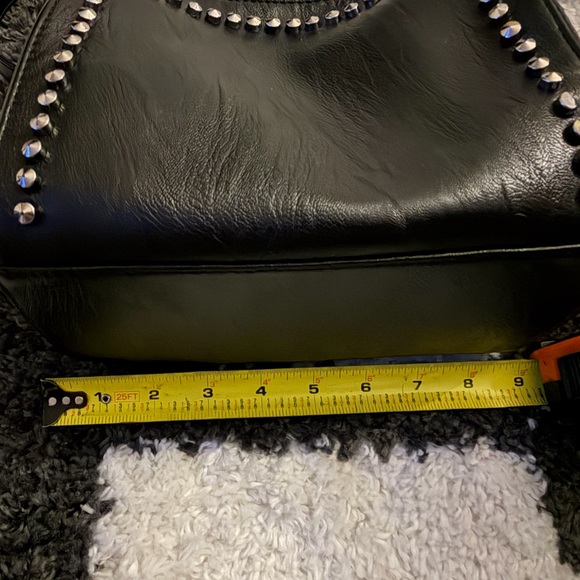 Black Studded Vegan Leather Crossbody Bag - Picture 8 of 9